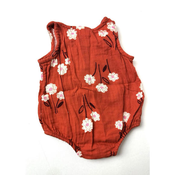 Cat & Jack Baby Girls Burnt Orange Floral Tank Romper Size - Newborn - Picture 3 of 6